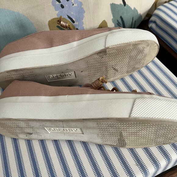 Sperry Sky Sail Metallic Twill Rose Dust Slip On Sneaker Size 11 - Picture 4 of 4